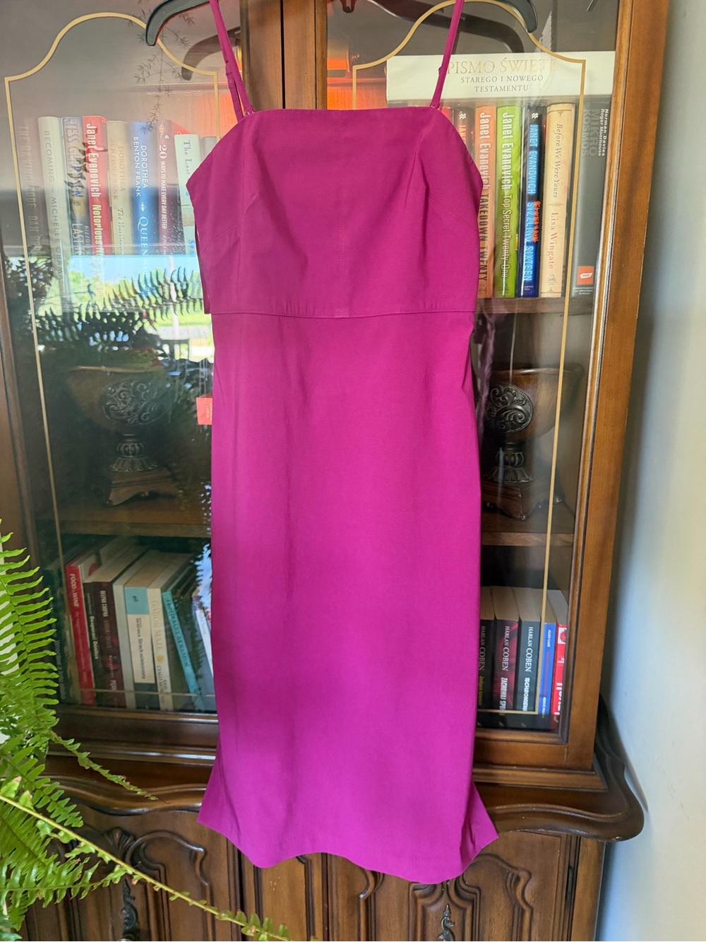 Express Magenta Midi Dress with Spaghetti Straps